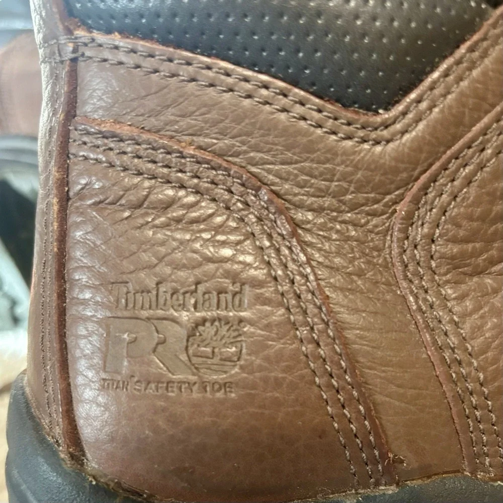 TIMBERLAND PRO Men's Leather Work Boots Size 7.5W Titan Safety Toe Powerfit - Picture 6 of 8